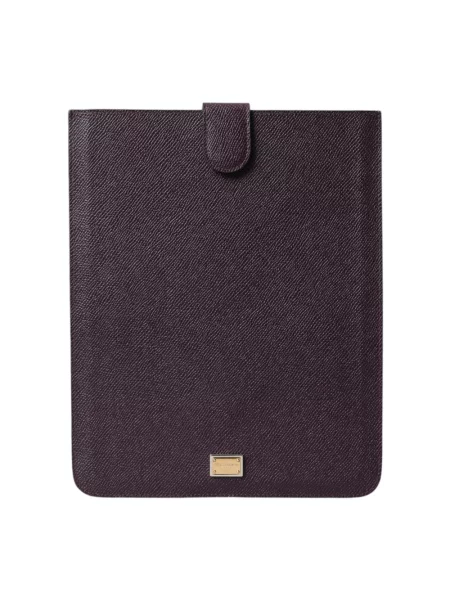 Torebka skórzana Dolce And Gabbana skórzana fioletowa