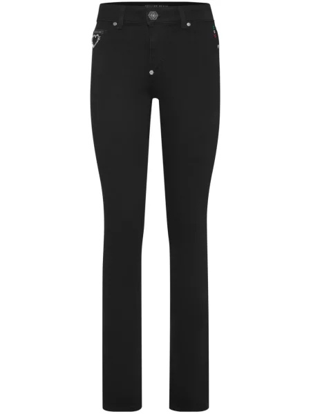 Skinny jeansy skinny Philipp Plein z naszywkami czarne