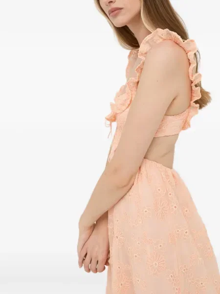 Κοστούμι μίντι φόρεμα For Love And Lemons με βολάν με μήκος μέχρι το γόνατο πορτοκαλί