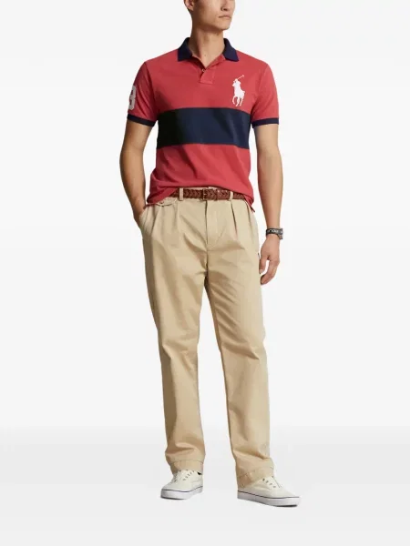 Tricou polo Polo Ralph Lauren cu glugă cu blană cu broderie roșu
