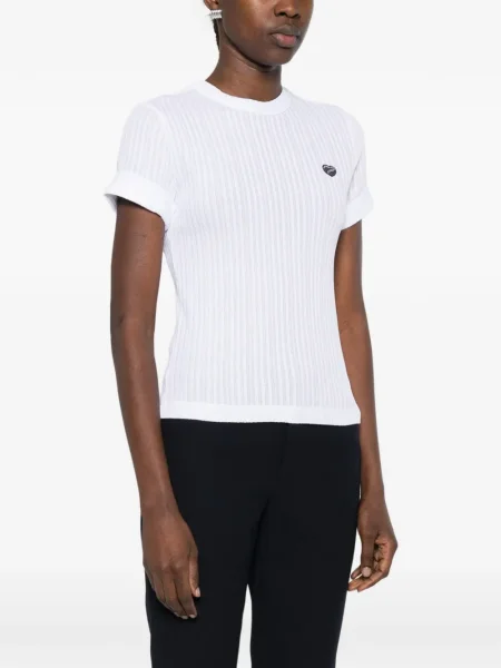 Оребрен тениска Maison Labiche с апликация със сърца бяло