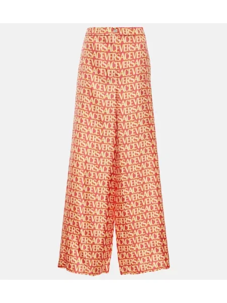 Pantaloni Versace de mătase roz