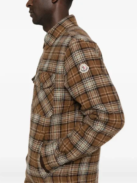 Cămașă Moncler în carouri maro