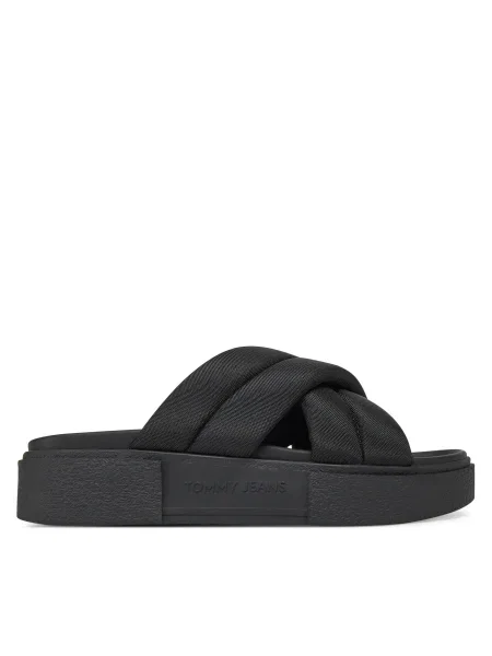 Tommy Jeans papucs FLATFORM SANDAL női platformos fekete