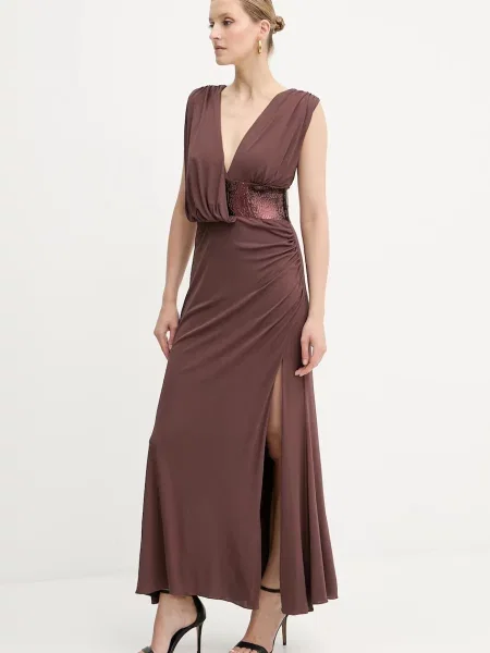 Herve Leger rochie Lucille maxi drept maro