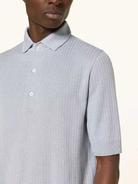 Lardini Pletené Polo Tričko Z Lnu tmavě modrá
