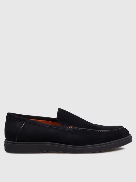 Замшевые лоферы Santoni синие