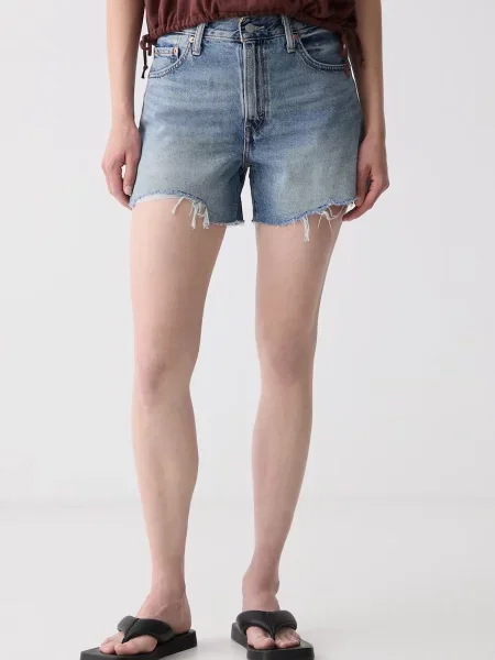Levi's pantaloni scurți pentru femei din denim RIBCAGE A-LINE albastru