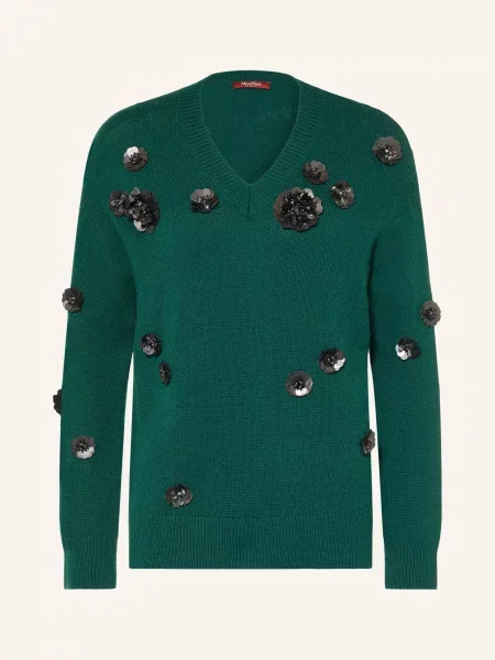 Max Mara Studio Svetry Nigella S Flitry A Ozdobnými Kamínky tmavě zelená černá