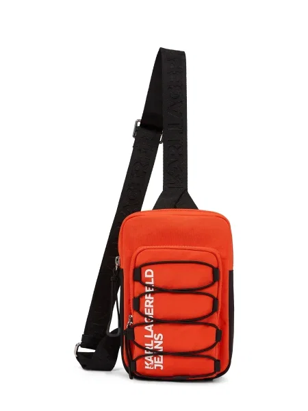 KARL LAGERFELD JEANS Torba za čez ramo oranžno rdeča / črna bela