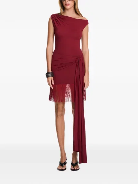 Rochie mini Axel 113 cu franjuri drapată roșu