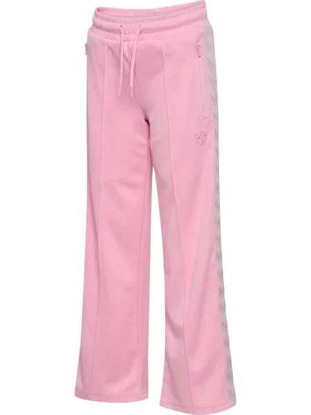 Dziecięce spodnie dresowe wide leg Hummel Poly Tape różowe