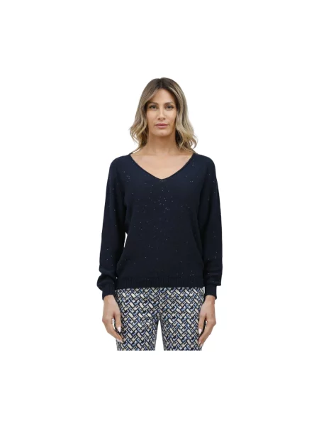 Sweter Gran Sasso z cekinami niebieski