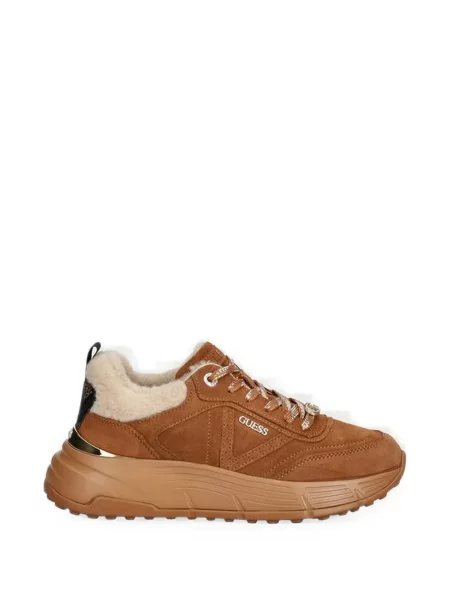 Sneakerși Guess din piele de căprioară maro