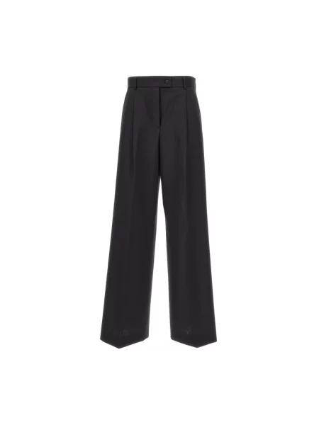 Sportmax spodnie wełniane VELA szerokie high waist brązowy