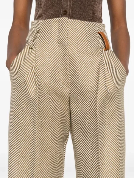 Pantaloni Forte_forte cu model herringbone plisate