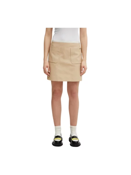 Maison Kitsuné spódnica Patch Pocket brązowa