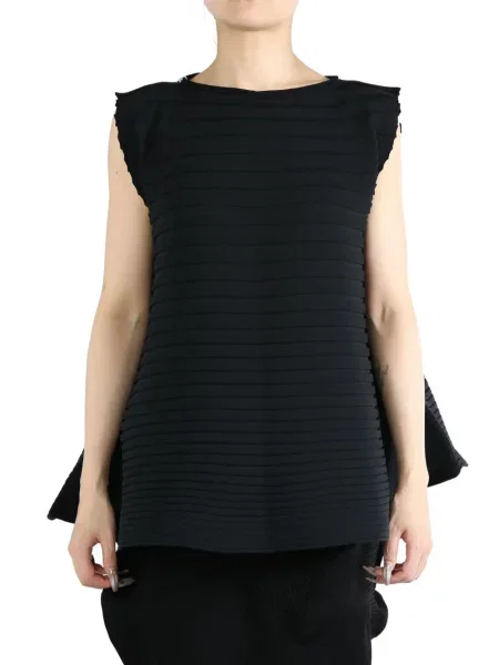 Bluză Pleats Please Issey Miyake tricotate plisată negru