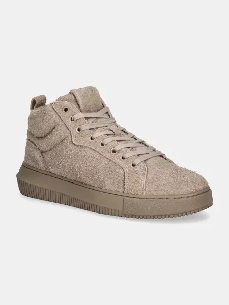 Велурени маратонки Calvin Klein Jeans CHUNKY CUPSOLE HIGH SUEDE бежово