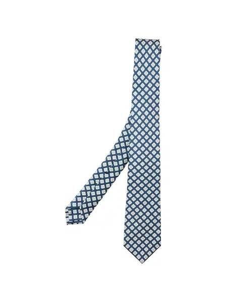 Cravată Kiton cu imagine cu imprimeu geometric albastru