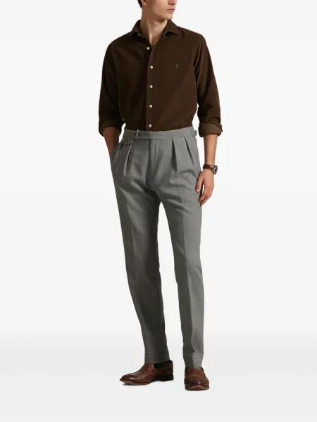 Satynowa koszula Polo Ralph Lauren w paski z nadrukiem brązowa