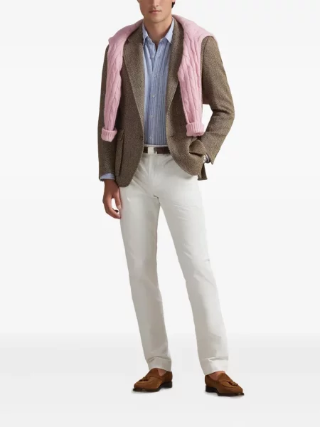 Dlouhá pruhovaná s límcem kšiltovka Polo Ralph Lauren modrá