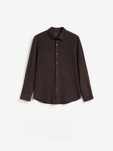 Reserved Рубашка slim fit темно коричневий