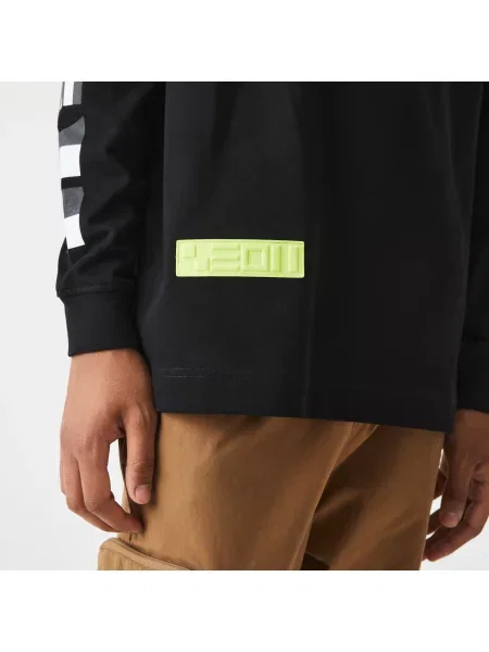 Lacoste Luźny Krój Koszulki Z Nadrukiem Lacoste czarna