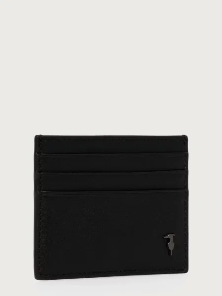 Trussardi etui za kartice usnjeni črna