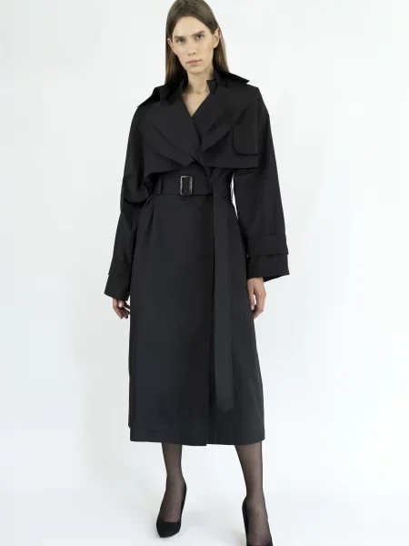 Тренч Be & Aver бавовна/віскоза чорний