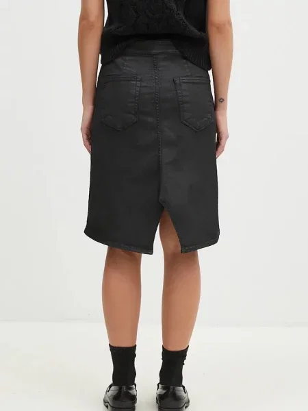 Rick Owens spódnica jeansowa Slivered Skirt mini rozkloszowana czarny