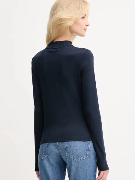 Tričko s dlouhým rukávem Tommy Hilfiger tmavomodrá s pologolfem
