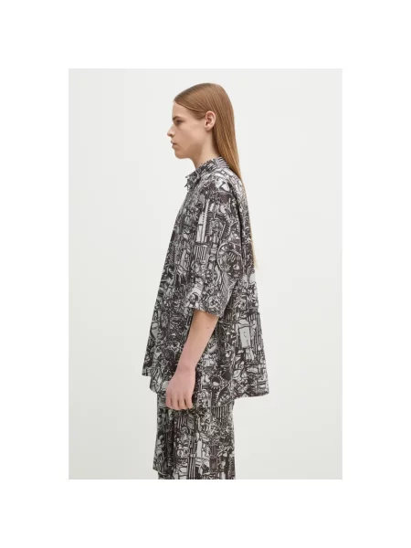 Marcelo Burlon koszula Aop Mech Bowling Shirt Dark Grey Medium relaxed z kołnierzykiem klasycznym szary