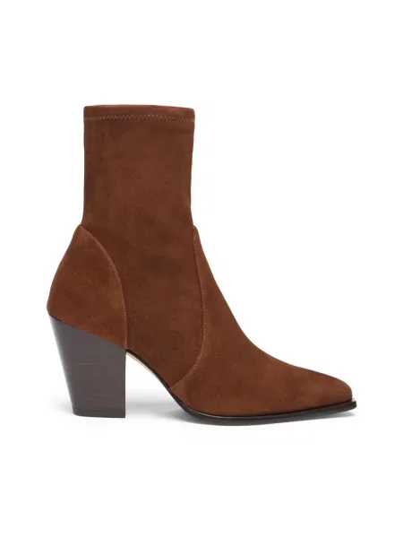Lniane botki Stuart Weitzman brązowe