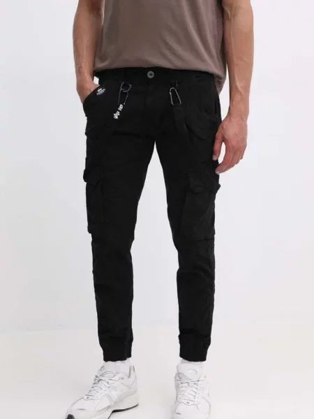 ALPHA INDUSTRIES Pantaloni cu / alb negru