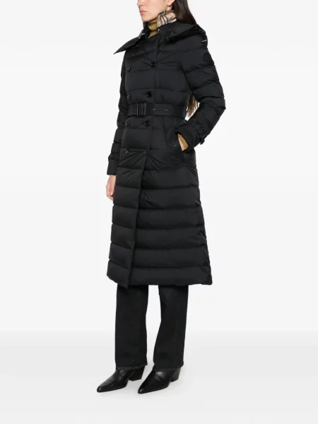 Cu centură palton Burberry cu glugă negru