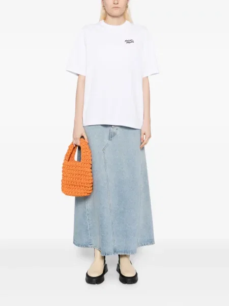 Тениска Maison Kitsuné бродирана бяло