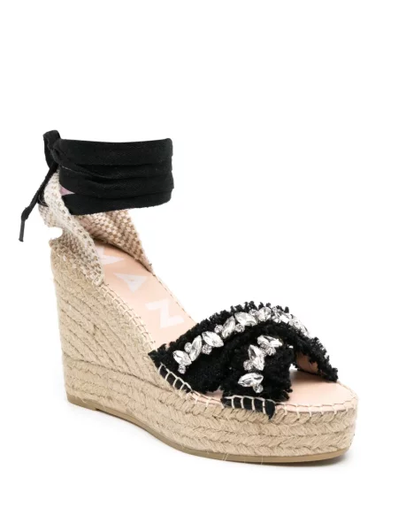 Espadrilky Manebi na klínovém podpatku černé