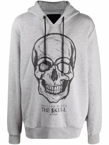 Hanorac cu glugă Philipp Plein cu imagine gri