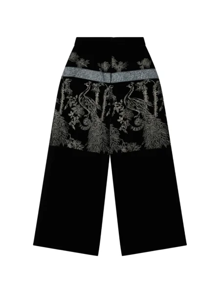 Pantaloni Giorgio Armani cu broderie de catifea negru