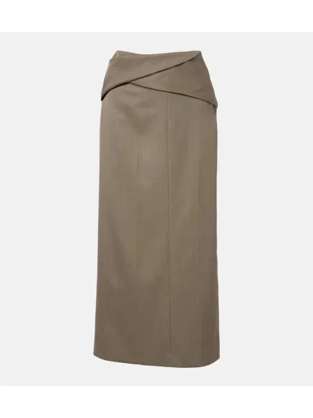 Spódnica midi Victoria Beckham wełniana do kolan zielona