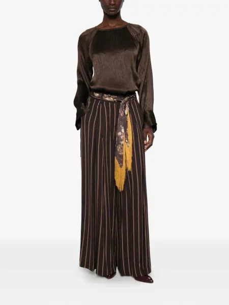 Pantaloni palazzo Dixie cu dungi maro