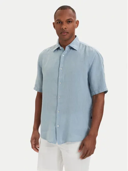 BOSS Cămașă deschis albastru