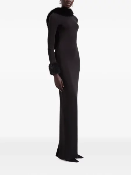 Rochie maxi Nina Ricci cu blană negru