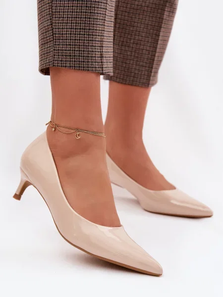 Kožené lakované lodičky Boto béžové