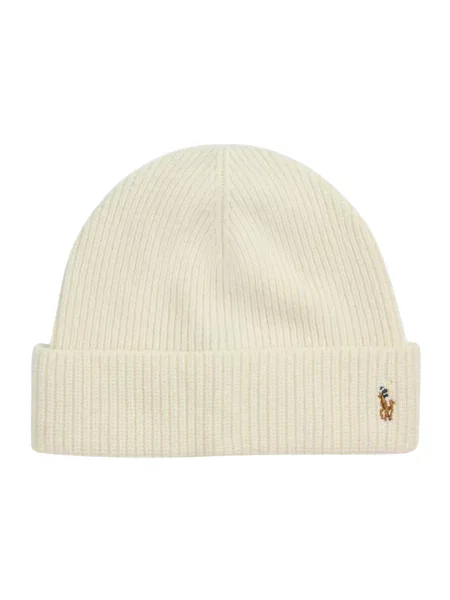 Polo Ralph Lauren czapka z dodatkiem wełny beżowy biała