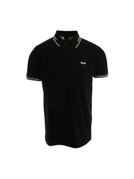 Koszulka polo Boss Green z nadrukiem z krótkim rękawem biznesowa czarna