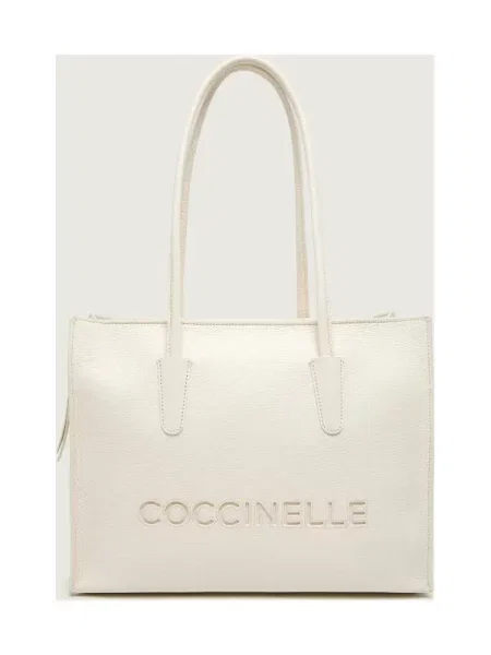 Coccinelle De piele geantă shopper COCCINELLE MYRTHA alb
