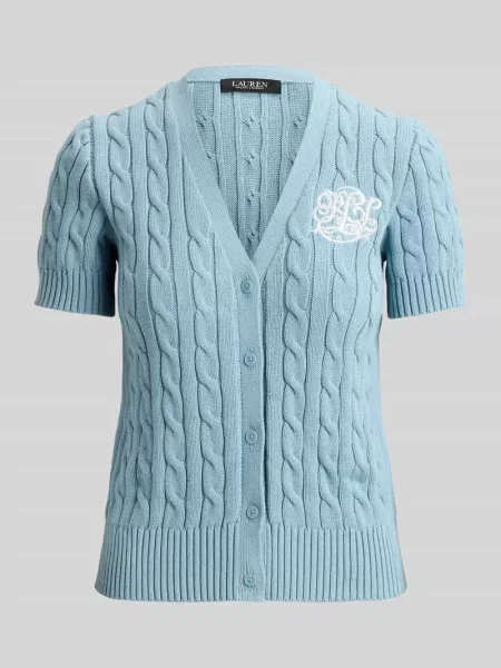 Kardigan rozpinany w kroju regular fit z krótkim rękawem z czystej bawełny Lauren Ralph Lauren