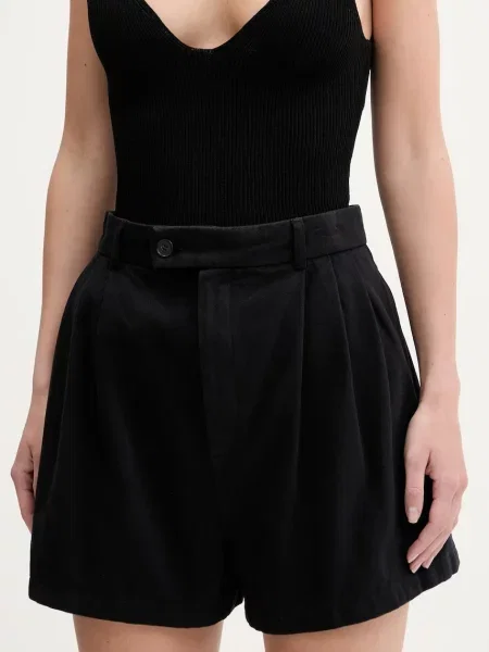 Filippa K pantaloni scurți din uni high waist negru